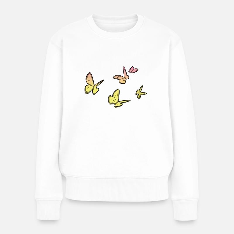 gelbe schmetterlinge schmetterling symbol - Frauen Premium Bio Pullover - Weiß