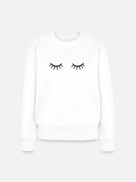 Wimpern - Wimpern - Frauen Premium Bio Pullover - Weiß