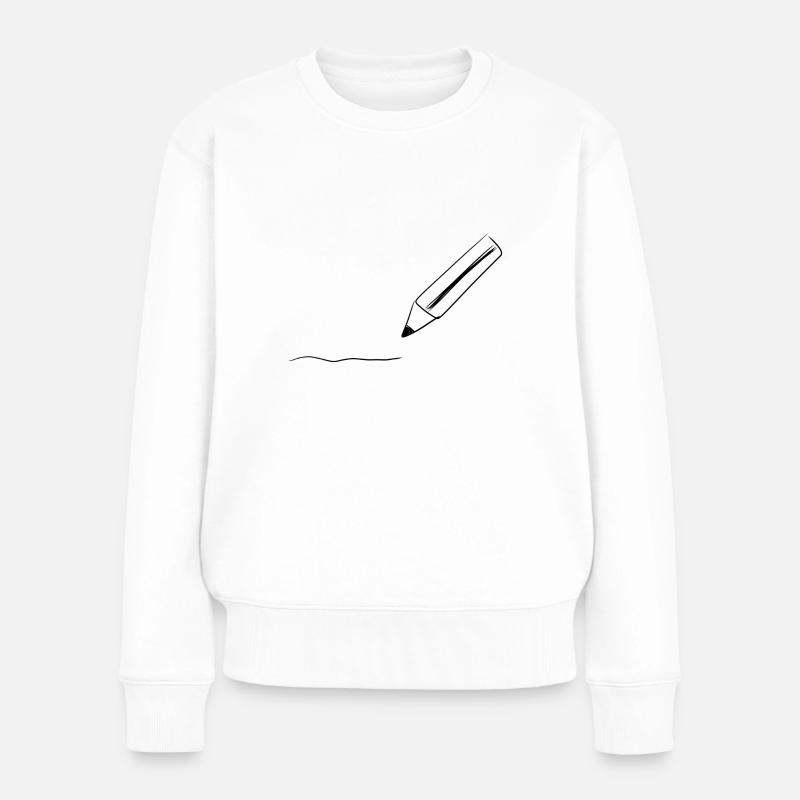 stift zeichnen - Frauen Premium Bio Pullover - Weiß