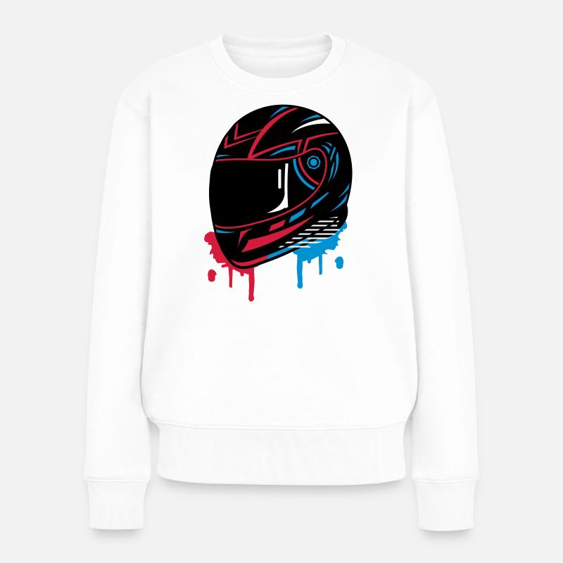 cooles Motorradhelm Graffiti - Frauen Premium Bio Pullover - Weiß
