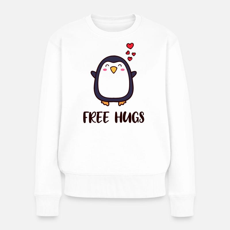 Süß Pinguin Herz Statement Antarktis Vogel Tier - Frauen Premium Bio Pullover - Weiß
