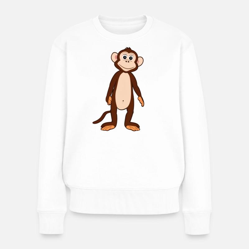 Affe - Frauen Premium Bio Pullover - Weiß