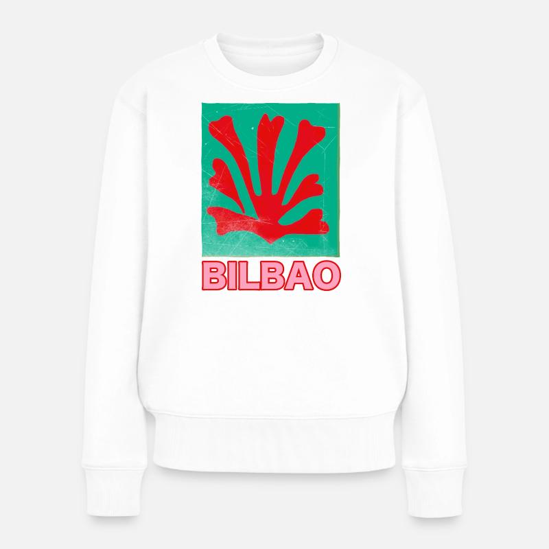 Bilbao Korallenflag Retro - Frauen Premium Bio Pullover - Weiß