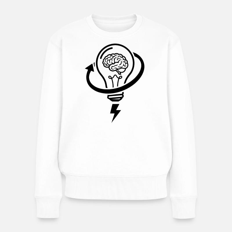 Cerveau et lampe – séance de brainstorming - Pull Premium bio Femme - blanc
