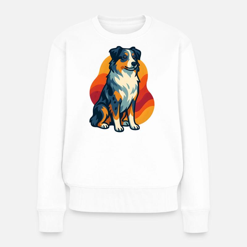 Chien de berger australien coucher de soleil - Pull Premium bio Femme - blanc