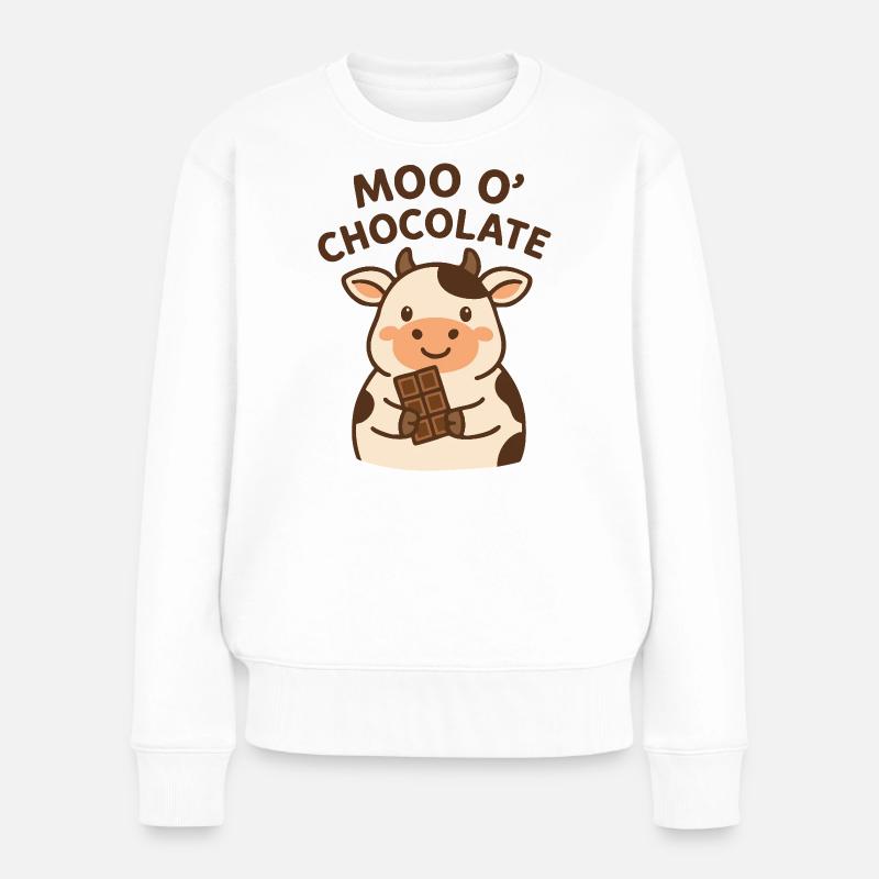 Moo o’Chocolate Lustiges Wortspiel Kuh - Frauen Premium Bio Pullover - Weiß