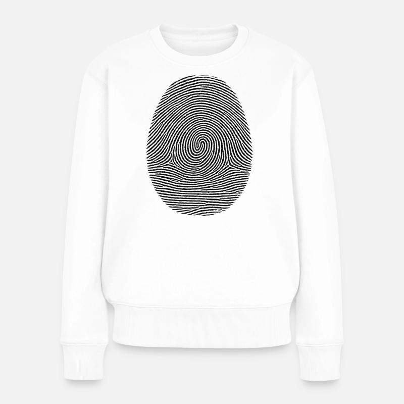 Fingerabdruck Muster Noir - Frauen Premium Bio Pullover - Weiß
