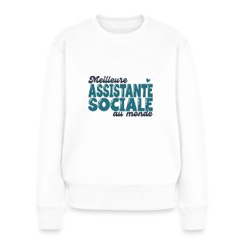 la meilleure assistante sociale au monde - Pull Premium bio Femme - blanc - Devant - Julia (174cm)