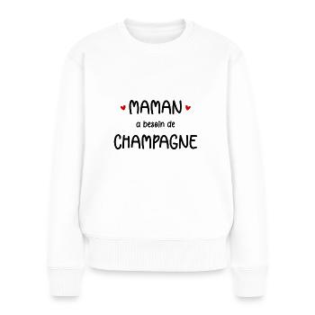 Maman a besoin de - Pull Premium bio Femme - blanc - Devant - Julia (174cm)