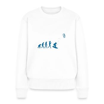 Kitesurfer Evolution Kitesurfing Wind Wasser Sport - Frauen Premium Bio Pullover - Weiß - Vorne - Julia (174cm)