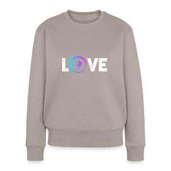 Sporty Hobby Leidenschaft Fussball - Frauen Premium Bio Pullover - Taupe - Vorne - Julia (174cm)