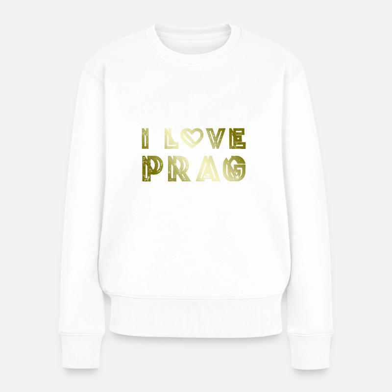 I Love Prag - Frauen Premium Bio Pullover - Weiß