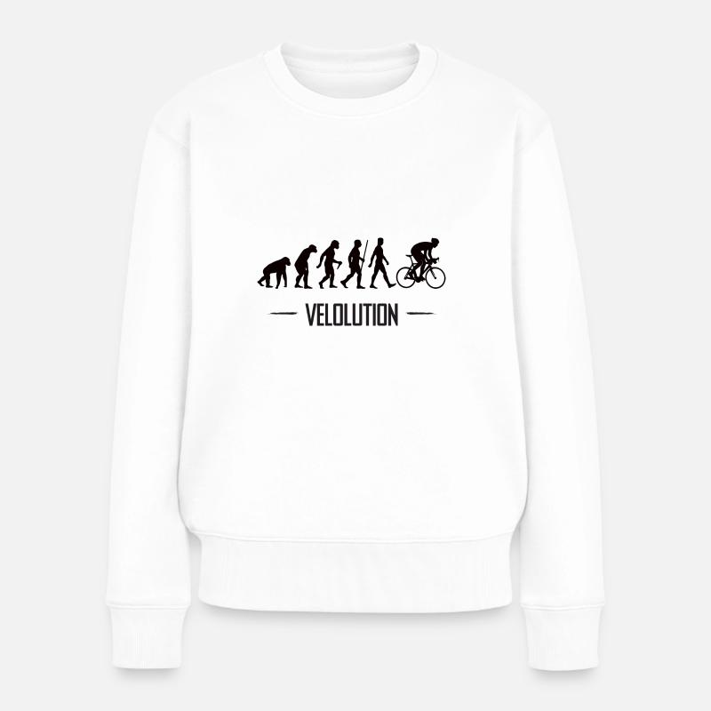 Velolution Radfahrer Evolution Fahrrad - Frauen Premium Bio Pullover - Weiß