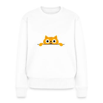 Drôle de chat regarde par-dessus bord - Chat enfant - Pull Premium bio Femme - blanc - Devant - Julia (174cm)