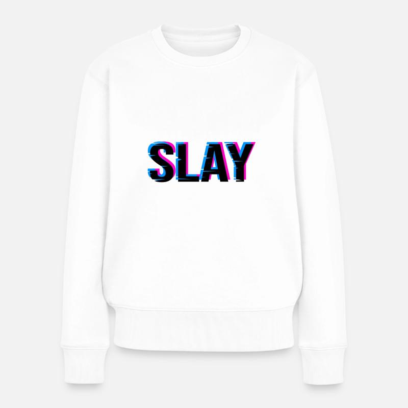 SLAY - Frauen Premium Bio Pullover - Weiß