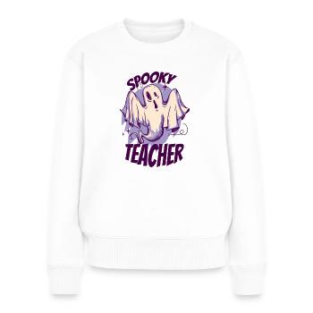 Professeur effrayant Lehrer Halloween - Pull Premium bio Femme - blanc - Devant - Julia (174cm)