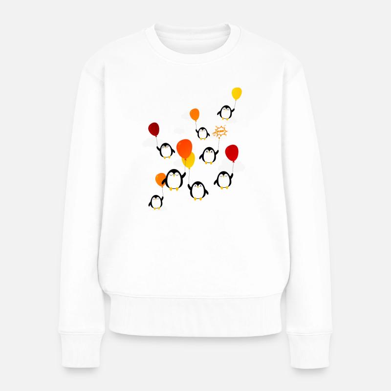Pinguine (Luftballons) - Frauen Premium Bio Pullover - Weiß