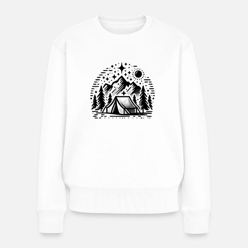 Camping Camping Montagnes - Pull Premium bio Femme - blanc