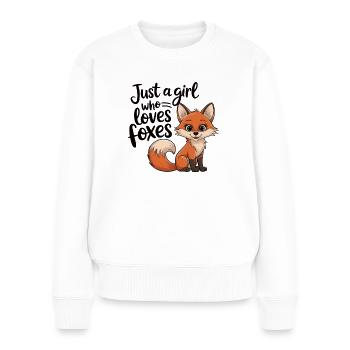 Fuchsverliebt – Frech, süß & schlau! - Frauen Premium Bio Pullover - Weiß - Vorne - Julia (174cm)