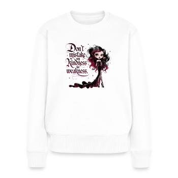 Stark, freundlich und gefährlich - Power Frauen - Frauen Premium Bio Pullover - Weiß - Vorne - Julia (174cm)