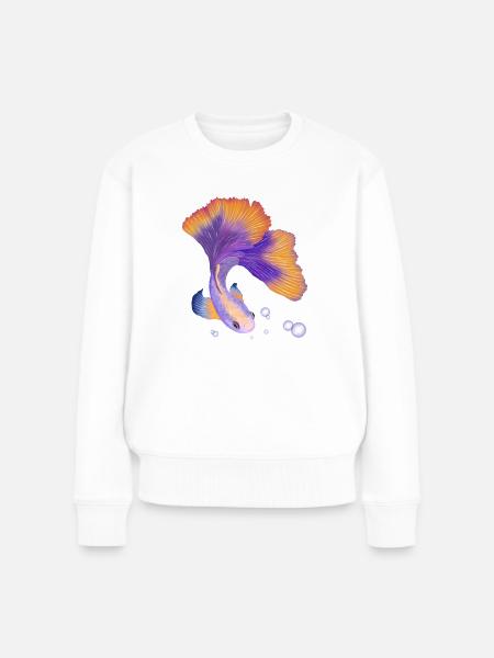 Fisch. Elegant unter Wasser - Frauen Premium Bio Pullover - Weiß