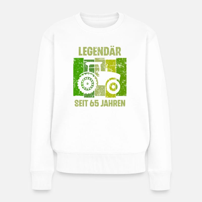 65 Geburtstag Geschenk 65. Landwirt Spruch - Frauen Premium Bio Pullover - Weiß