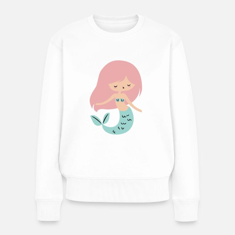 Meerjungfrau - Frauen Premium Bio Pullover - Weiß
