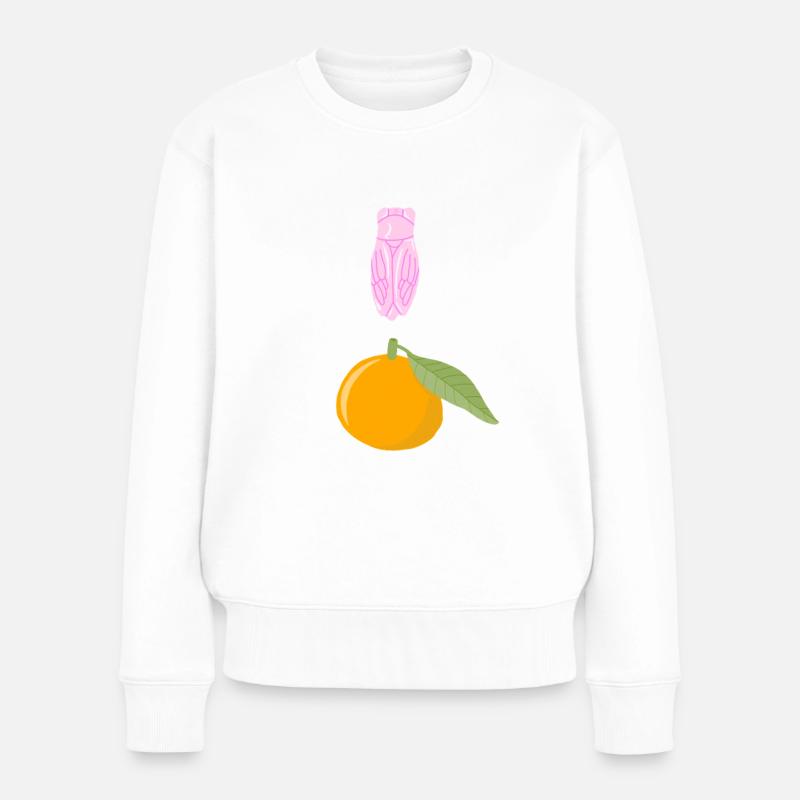 Cigale Rose et Clémentine - Pull Premium bio Femme - blanc