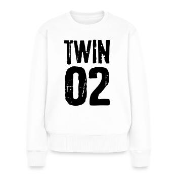 Twin 01 02 Zwillinge Partnerlook Zwilling Geschenk - Frauen Premium Bio Pullover - Weiß - Vorne - Julia (174cm)