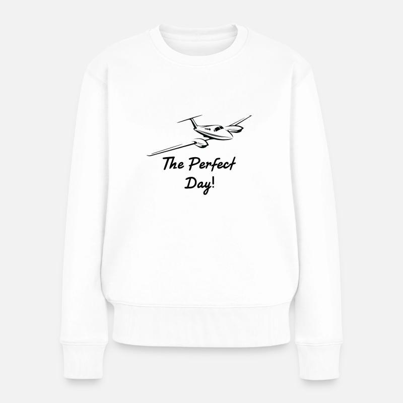 Flugzeug - Frauen Premium Bio Pullover - Weiß