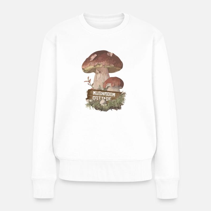 Pilz Cottage Goblincore Cottagecore Ästhetik - Frauen Premium Bio Pullover - Weiß