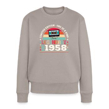 Légende 1958 62ème Anniversaire Cadeau Hommes - Pull Premium bio Femme - taupe - Devant - Julia (174cm)