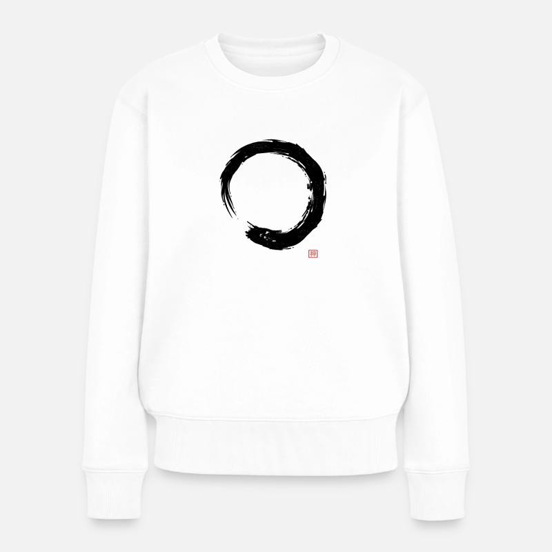 Calligraphie Enso Circle Bouddhisme Zen - Pull Premium bio Femme - blanc