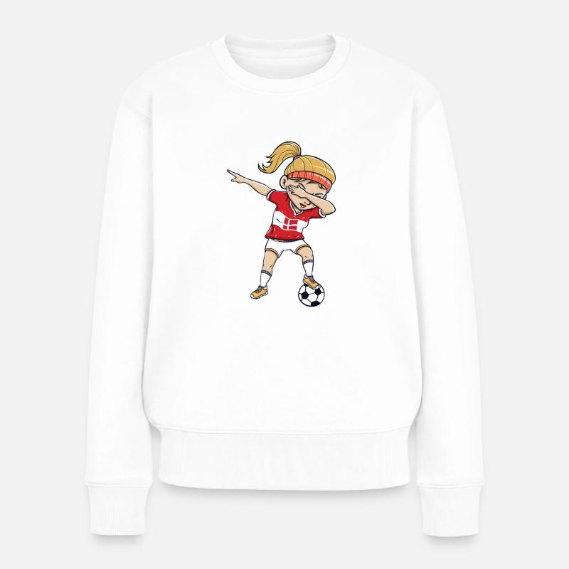 Fußball Weltmeisterschaft Dänemark Geschenk Dab - Frauen Premium Bio Pullover - Weiß