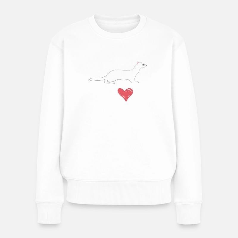 Frettchenfreund - Frettchen - Ich liebe Frettchen - Frauen Premium Bio Pullover - Weiß