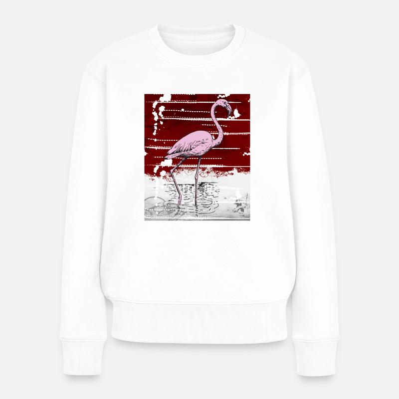 Flamant rose - Pull Premium bio Femme - blanc