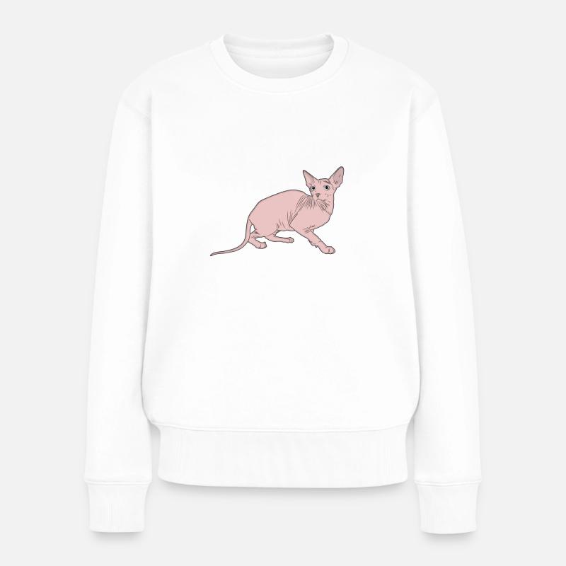 Katze Sphynx - Frauen Premium Bio Pullover - Weiß