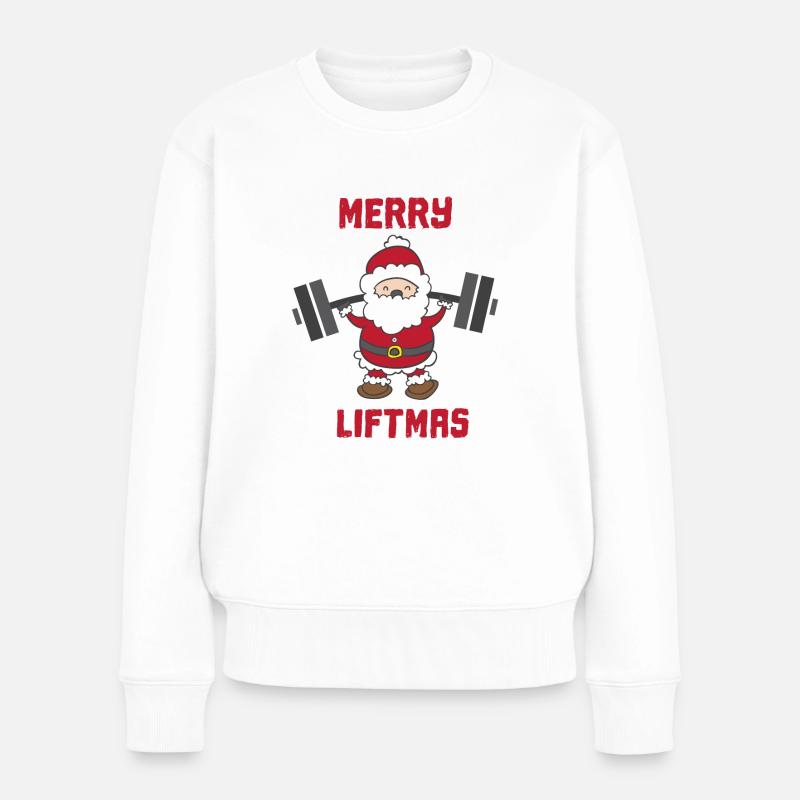Weihnachten Bodybuilder christmas X-Mas - Frauen Premium Bio Pullover - Weiß
