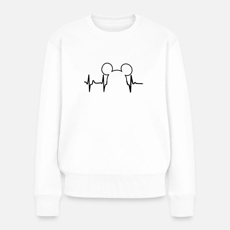Maus Herzschlag Tier Geschenk Mäuse - Frauen Premium Bio Pullover - Weiß