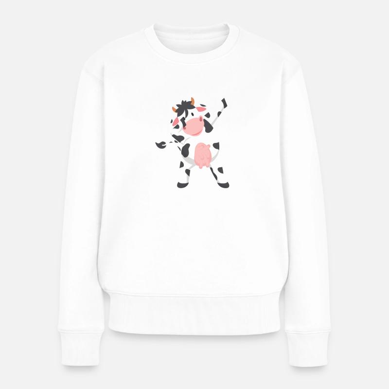Dabbing Kuh Cool Vegetarier Vegan Veganer Lustig - Frauen Premium Bio Pullover - Weiß