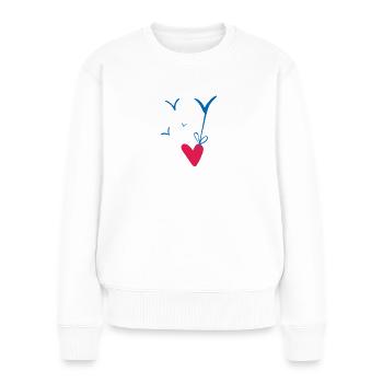 Herz Möwen See Meer Seenland Geschenk - Frauen Premium Bio Pullover - Weiß - Vorne - Julia (174cm)