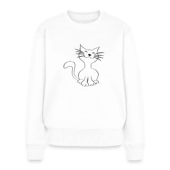 Katze - Frauen Premium Bio Pullover - Weiß - Vorne - Julia (174cm)