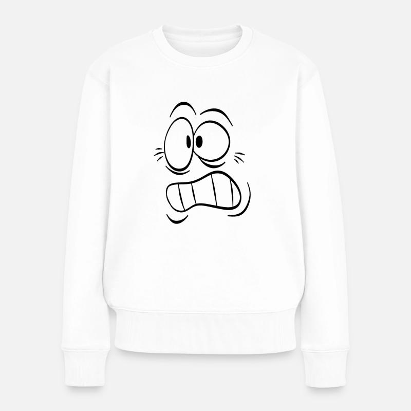 Comic Gesicht - Frauen Premium Bio Pullover - Weiß