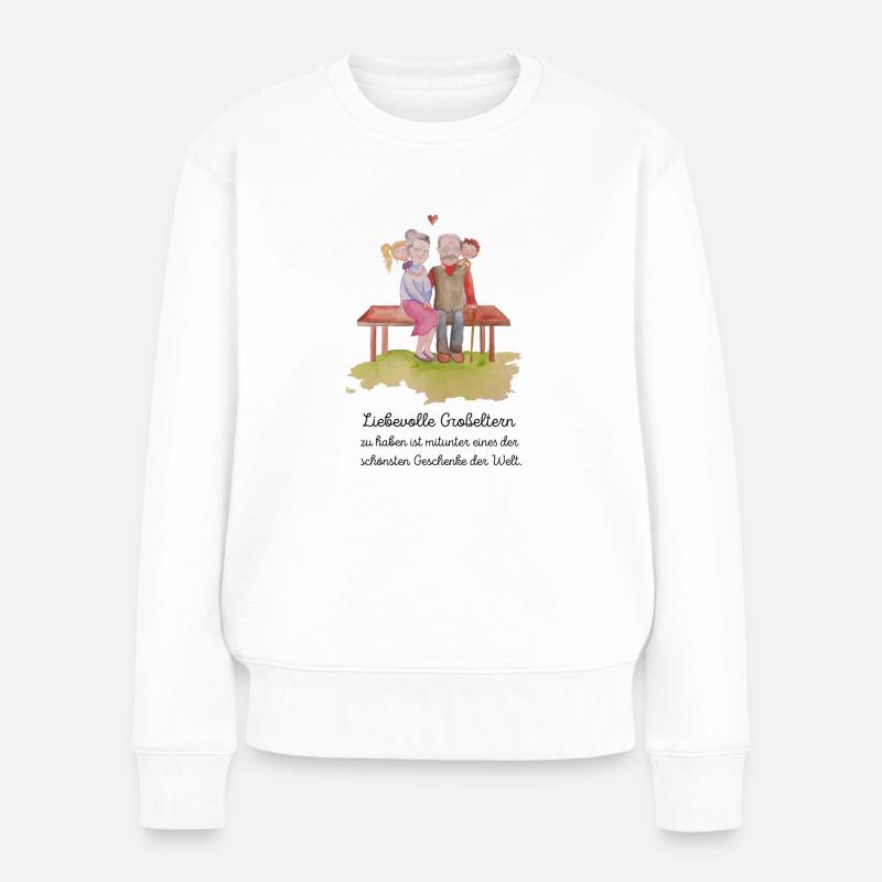 Großeltern Oma Opa Geschenk Enkel Liebe Spruch - Frauen Premium Bio Pullover - Weiß
