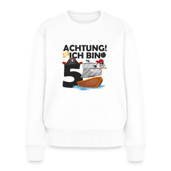 5 Geburtstag Pirat - Frauen Premium Bio Pullover - Weiß - Vorne - Julia (174cm)