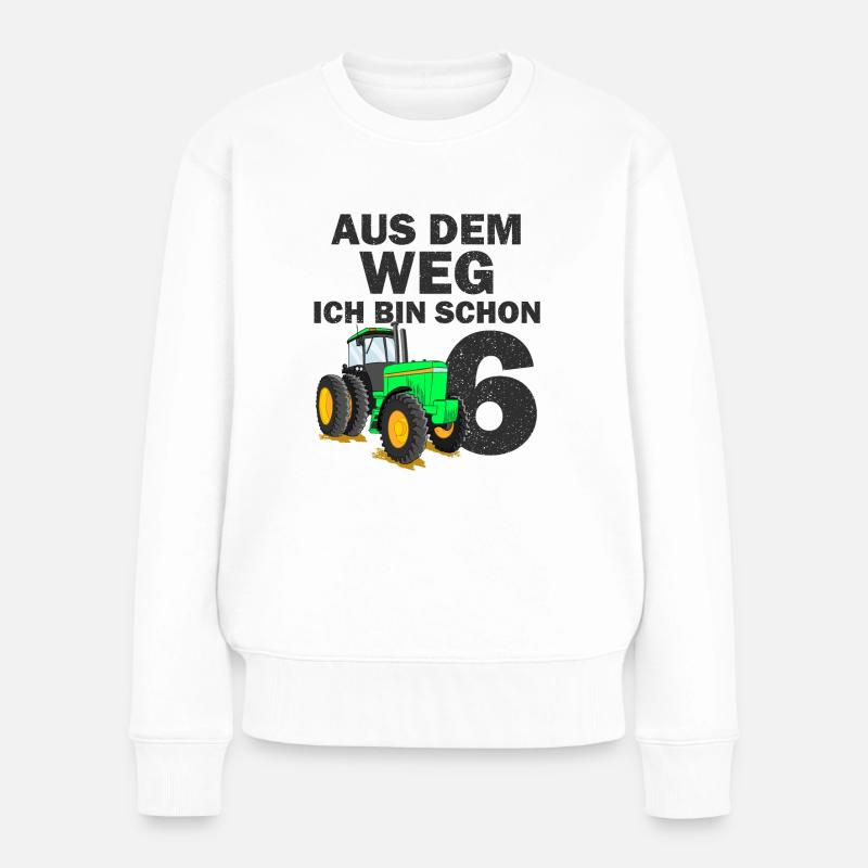 6. Geburtstag Traktor - Frauen Premium Bio Pullover - Weiß
