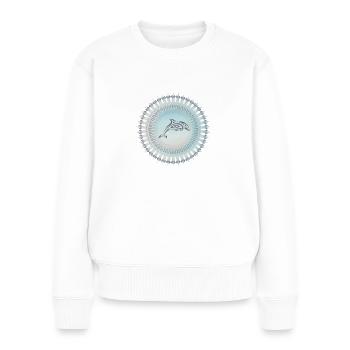 Delfin Tribal in einem Mandala - Frauen Premium Bio Pullover - Weiß - Vorne - Julia (174cm)
