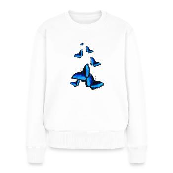 Schmetterlinge im Bauch Geschenkidee Symbol - Frauen Premium Bio Pullover - Weiß - Vorne - Julia (174cm)