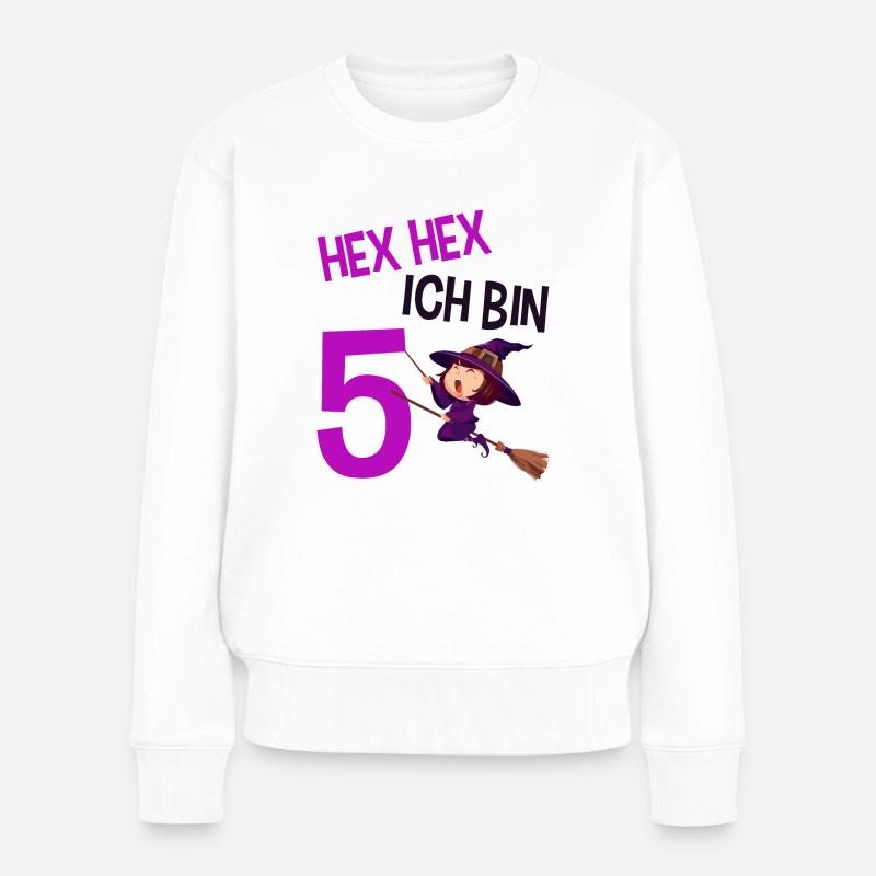 5. Geburtstag Hexe - Frauen Premium Bio Pullover - Weiß