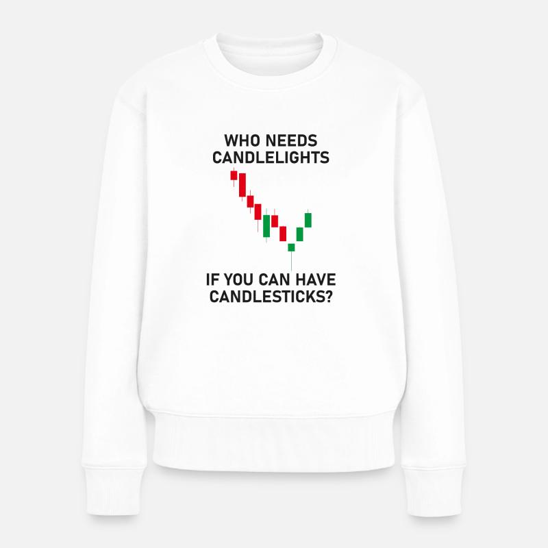 Bougeoirs Marché boursier Funny Trading Share - Pull Premium bio Femme - blanc